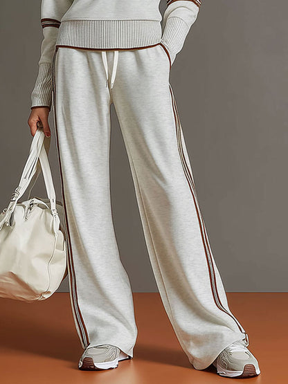 Laura | Conjunto de sudadera con medio cierre y pantalón de pierna ancha, estilo deportivo