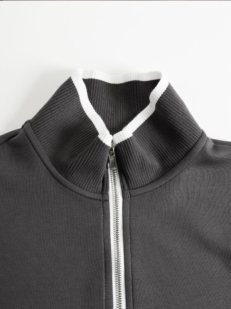 Laura | Conjunto de sudadera con medio cierre y pantalón de pierna ancha, estilo deportivo