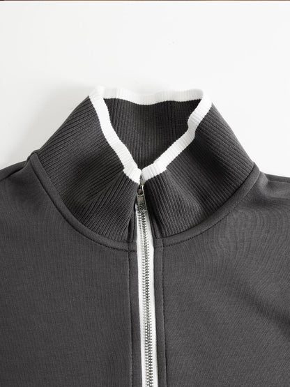 Laura | Conjunto de sudadera con medio cierre y pantalón de pierna ancha, estilo deportivo