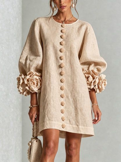 Indara | Vestido Mini Blanco con Detalles Florales