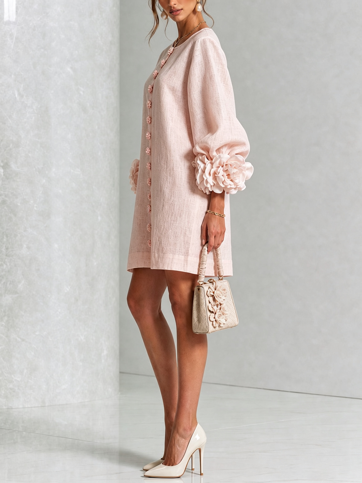 Indara | Vestido Mini Blanco con Detalles Florales