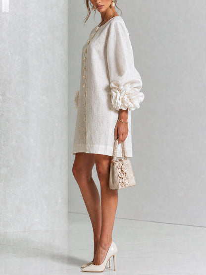 Indara | Vestido Mini Blanco con Detalles Florales