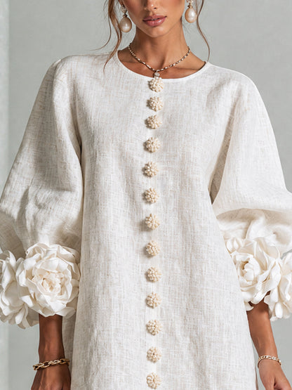 Indara | Vestido Mini Blanco con Detalles Florales