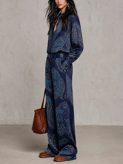 Rosa | Conjunto de camisa y pantalón con estampado de paisley