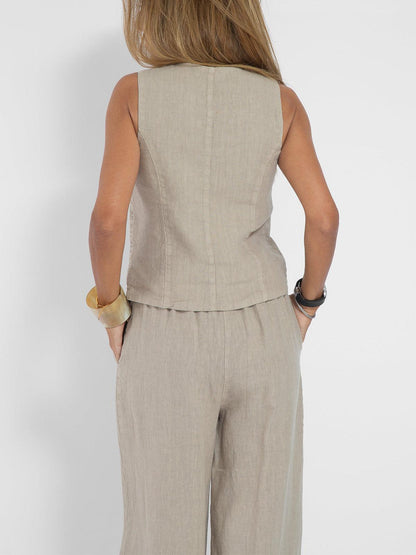 Soraya | Conjunto informal de algodón con chaleco y pantalón