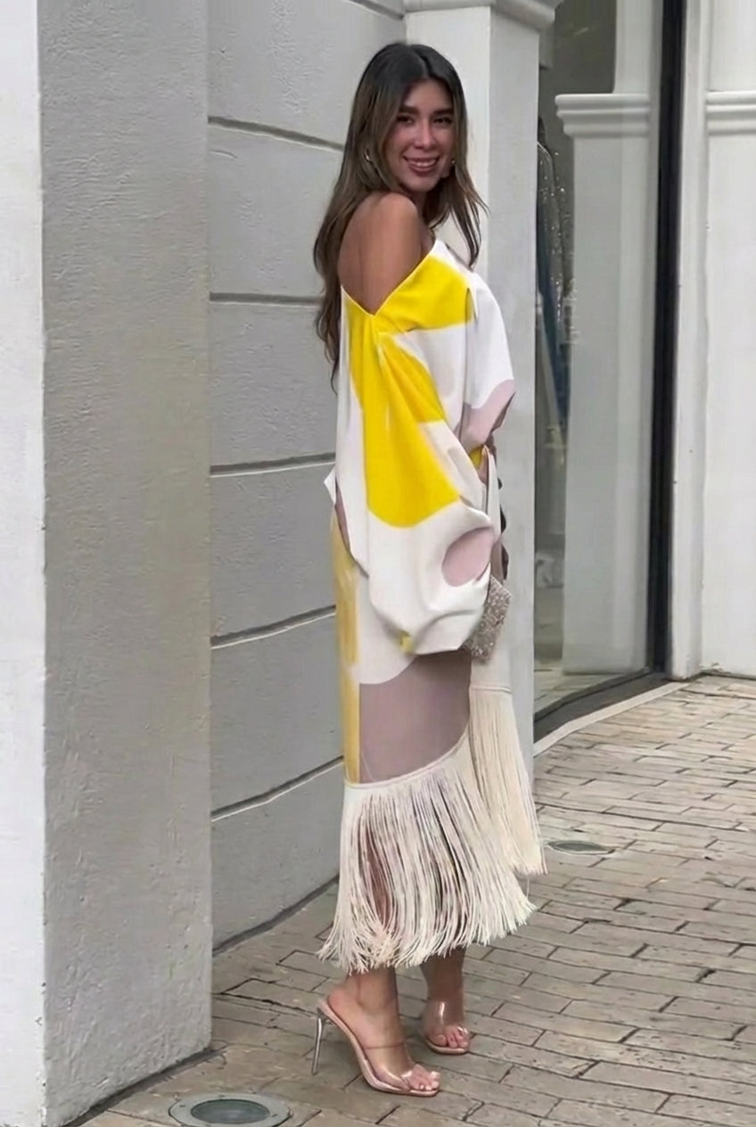 Alicia | Conjunto de dos piezas de punto artesanal con flecos