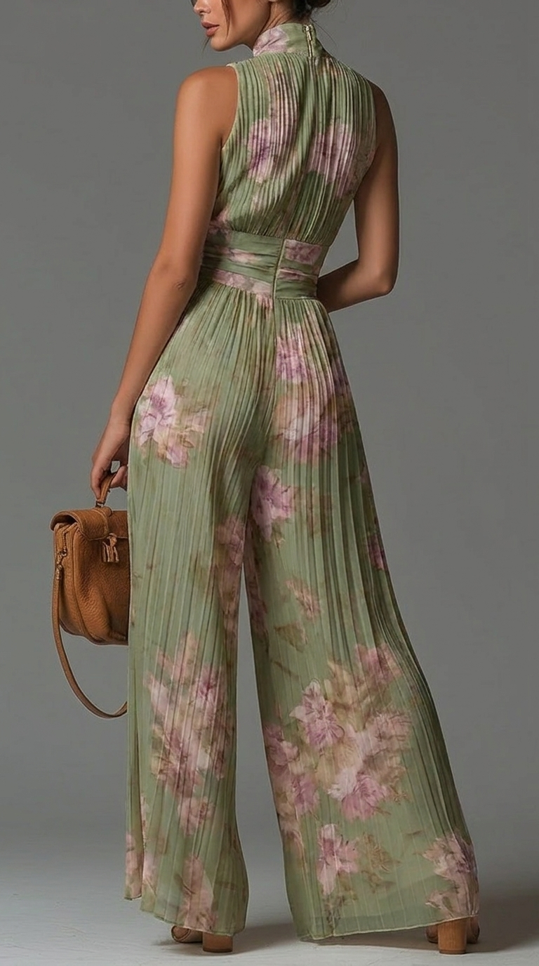 Blanca | Enterizo plisado de gasa floral
