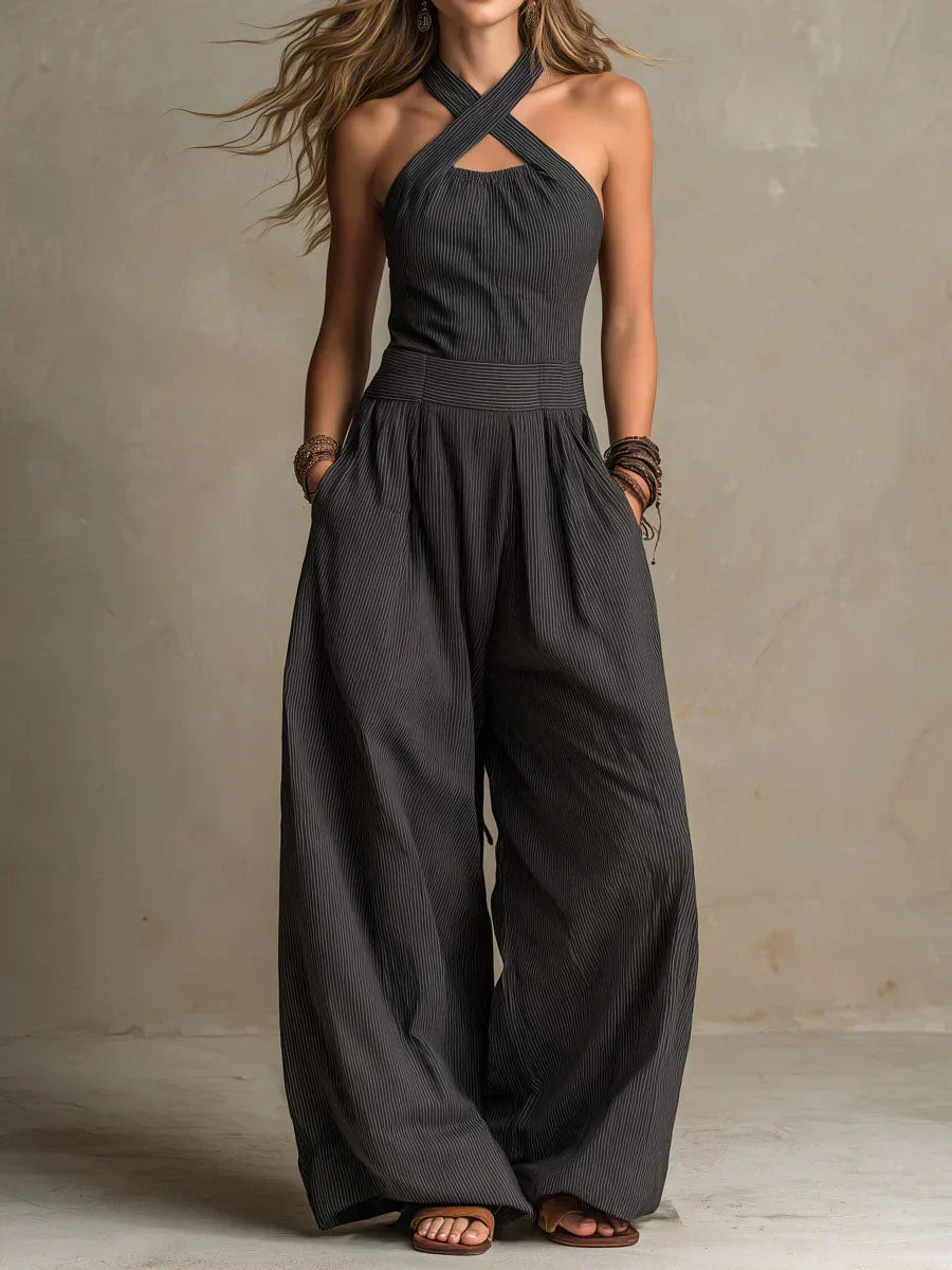 Amalia | Enterizo con un elegante escote cruzado y pantalón ancho