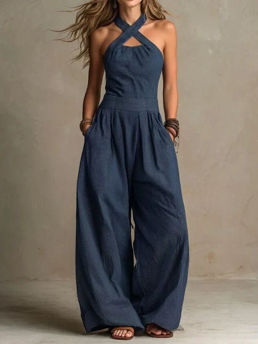 Amalia | Enterizo con un elegante escote cruzado y pantalón ancho
