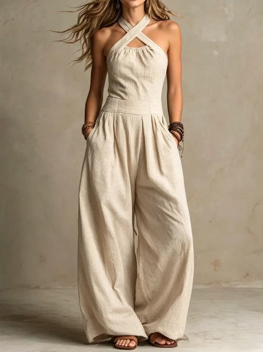 Amalia | Enterizo con un elegante escote cruzado y pantalón ancho