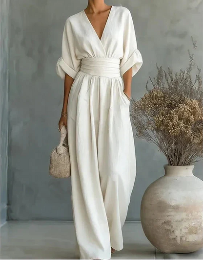 Daniela | Mono elegante de escote en V y pierna ancha